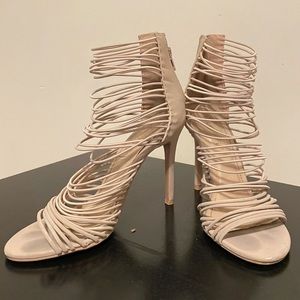 Nude strappy heels